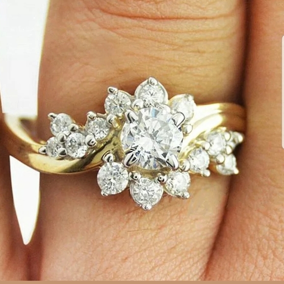 New 18k gold Plated S925 white sapphire ring - Picture 2 of 7